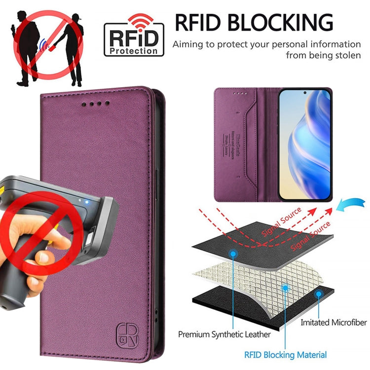 For Ulefone Note 14 RC01 Dual-Folded Magnetic Suction RFID Leather Phone Case(Violet) - Ulefone Cases by PMC TechLife | Online Shopping South Africa | PMC TechLife | Buy Now Pay Later Mobicred