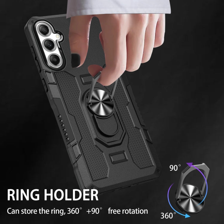 For Samsung Galaxy S25 5G Ring Holder Armor Hybrid Phone Case(Black) - Galaxy S25 5G Cases by PMC Jewellery | Online Shopping South Africa | PMC Jewellery | Buy Now Pay Later Mobicred