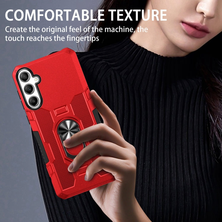 For Samsung Galaxy S25 5G Ring Holder Armor Hybrid Phone Case(Red) - Galaxy S25 5G Cases by PMC Jewellery | Online Shopping South Africa | PMC Jewellery | Buy Now Pay Later Mobicred