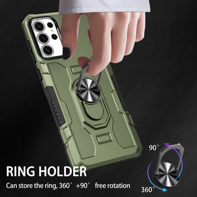 For Samsung Galaxy S25 Ultra 5G Ring Holder Armor Hybrid Phone Case(Green) - Galaxy S25 Ultra 5G Cases by PMC Jewellery | Online Shopping South Africa | PMC Jewellery | Buy Now Pay Later Mobicred