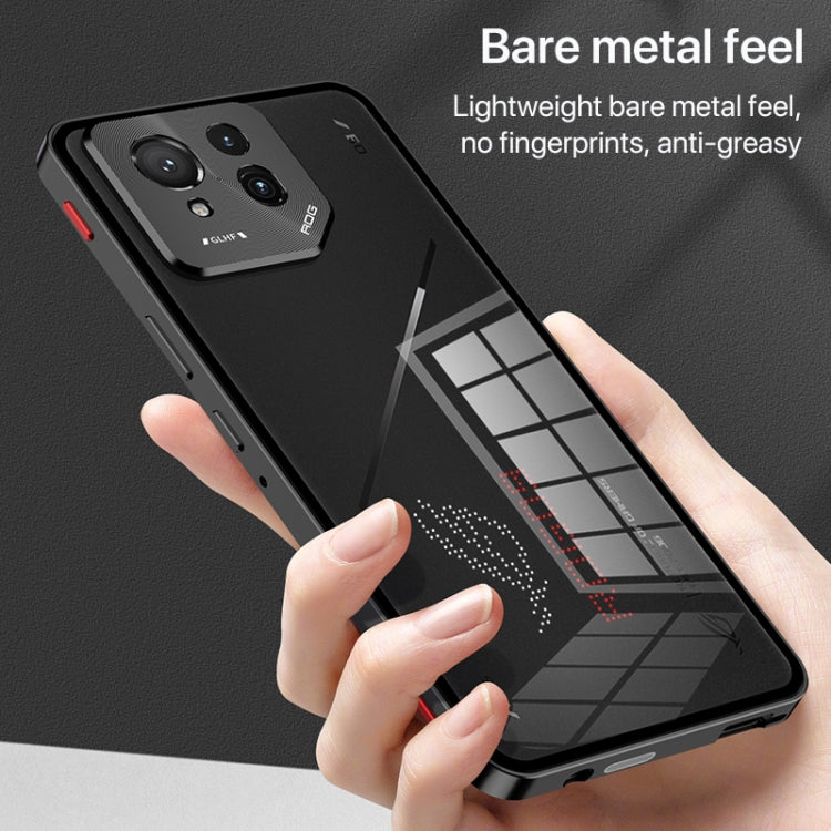 For  ASUS ROG Phone 9 Pro Snap Buckle Metal Frame Glass Back Panel Phone Case(Silver) - ASUS Cases by PMC TechLife | Online Shopping South Africa | PMC TechLife | Buy Now Pay Later Mobicred