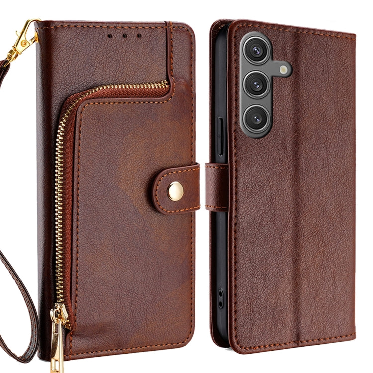 For Samsung Galaxy S25+ 5G Zipper Bag Leather Phone Case(Brown) - Galaxy S25+ 5G Cases by PMC Jewellery | Online Shopping South Africa | PMC Jewellery | Buy Now Pay Later Mobicred