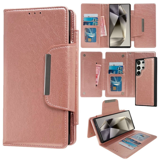 For Samsung Galaxy S25 Ultra 5G Multifunctional 7-Card Wallet Leather Phone Case(Rose Gold) - Galaxy S25 Ultra 5G Cases by PMC Jewellery | Online Shopping South Africa | PMC Jewellery | Buy Now Pay Later Mobicred