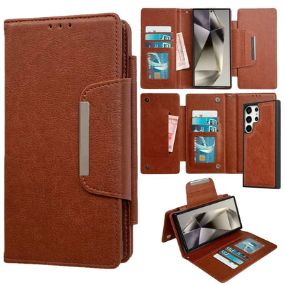 For Samsung Galaxy S25 Ultra 5G Multifunctional 7-Card Wallet Leather Phone Case(Brown) - Galaxy S25 Ultra 5G Cases by PMC Jewellery | Online Shopping South Africa | PMC Jewellery | Buy Now Pay Later Mobicred