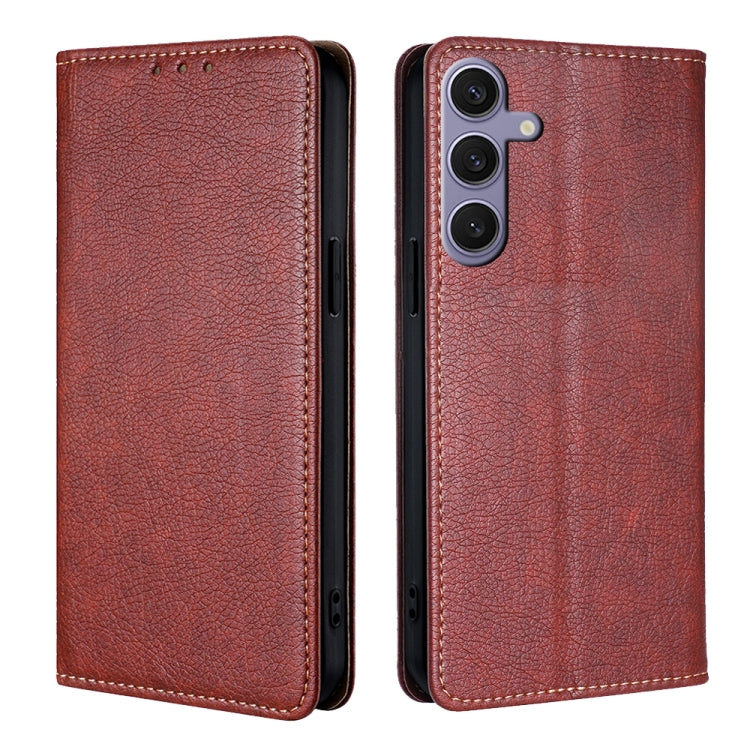 For Samsung Galaxy S25+ 5G Gloss Oil Solid Color Magnetic Leather Phone Case(Brown) - Galaxy S25+ 5G Cases by PMC Jewellery | Online Shopping South Africa | PMC Jewellery | Buy Now Pay Later Mobicred