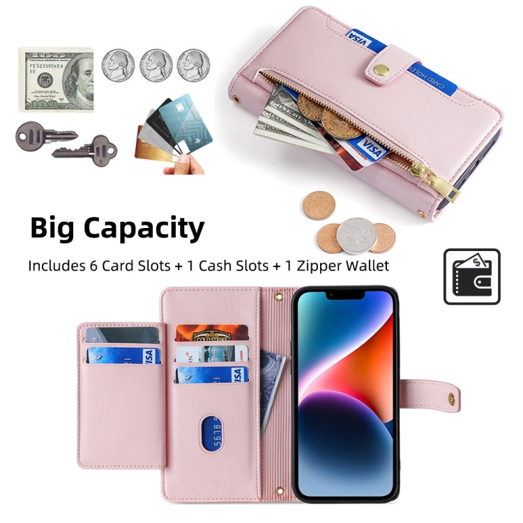 For Samsung Galaxy S25 Ultra 5G Sheep Texture Cross-body Zipper Wallet Leather Phone Case(Pink) - Galaxy S25 Ultra 5G Cases by PMC Jewellery | Online Shopping South Africa | PMC Jewellery | Buy Now Pay Later Mobicred