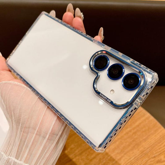 For Samsung Galaxy S25+ 5G Transparent Phone Case with Lens Film(Blue) - Galaxy S25+ 5G Cases by PMC Jewellery | Online Shopping South Africa | PMC Jewellery | Buy Now Pay Later Mobicred