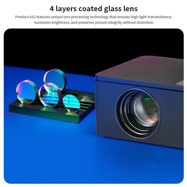 AUN A32 1280x720P 200ANSI D3100 CPU WIFI Display Smart Projector, US Plug(Black) - LED Projector by AUN | Online Shopping South Africa | PMC TechLife | Buy Now Pay Later Mobicred