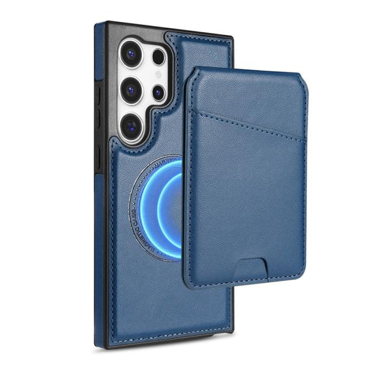 For Samsung Galaxy S25 Ultra 5G Skin Feel Detachable Card Bag Magsafe Phone Case(Blue) - Galaxy S25 Ultra 5G Cases by PMC Jewellery | Online Shopping South Africa | PMC Jewellery | Buy Now Pay Later Mobicred