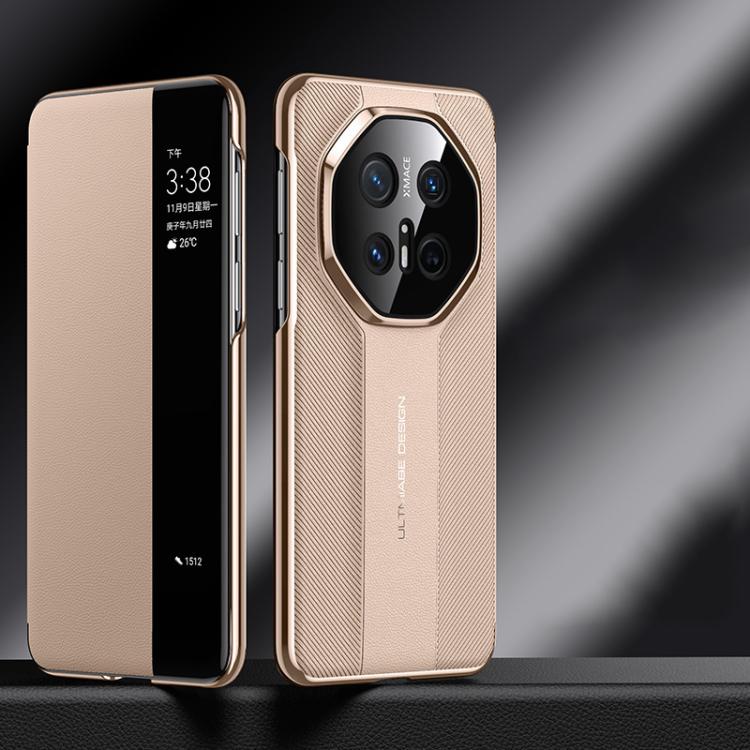 For Huawei Mate 70 RS Ultimate Smart View Window Imitation Ultimate Design Phone Case(Gold) - Huawei Cases by PMC TechLife | Online Shopping South Africa | PMC TechLife | Buy Now Pay Later Mobicred
