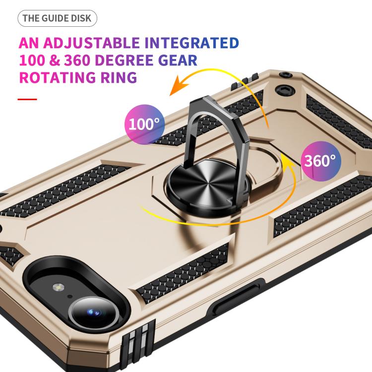 For iPhone 16e Shockproof TPU Hybrid PC Phone Case with Holder(Gold) - iPhone 16e Cases by PMC TechLife | Online Shopping South Africa | PMC TechLife | Buy Now Pay Later Mobicred