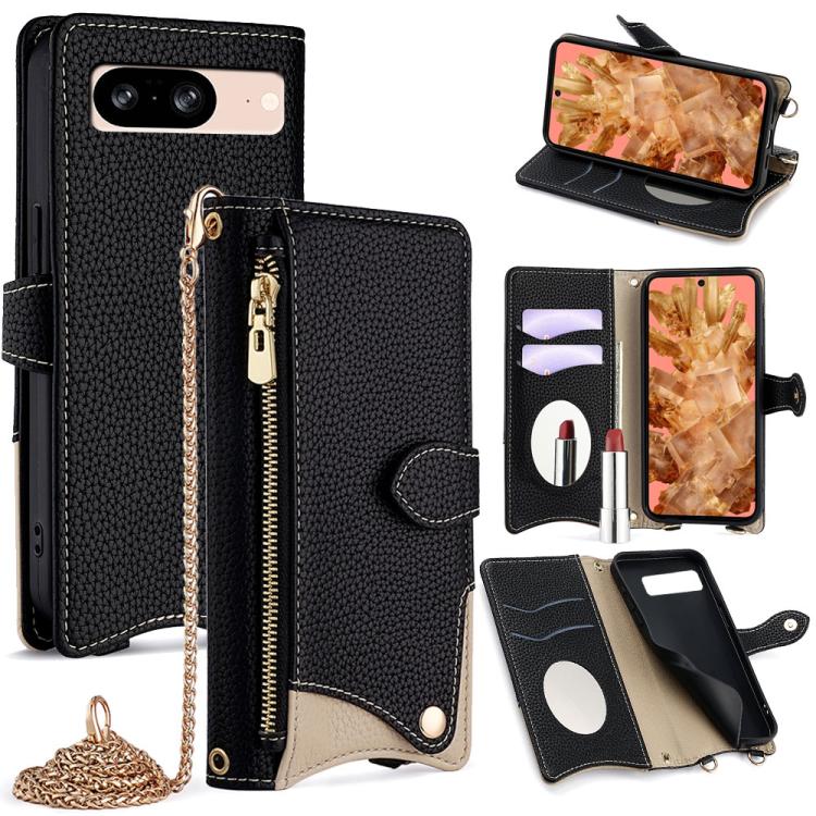 For Google Pixel 8 Crossbody Chain Fishtail Litchi Leather Phone Case(Black) - free shipping - PMC TechLife - Order now!