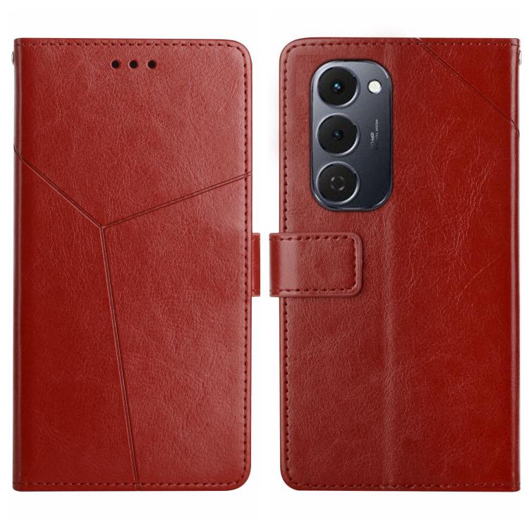 For Tecno Spark 40 Pro+ 4G Y-shaped Pattern Flip Leather Phone Case(Brown) - free shipping - PMC TechLife - Order now!