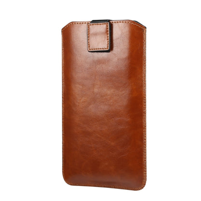 Ultra-thin Simple Drawstring  Horizontal Plate Hanging Waist Phone Waist Pack Leather Case, Suitable for 6.7-6.9 inch Smartphones(Coffee) - Universal Leather Case by PMC Jewellery | Online Shopping South Africa | PMC Jewellery | Buy Now Pay Later Mobicred