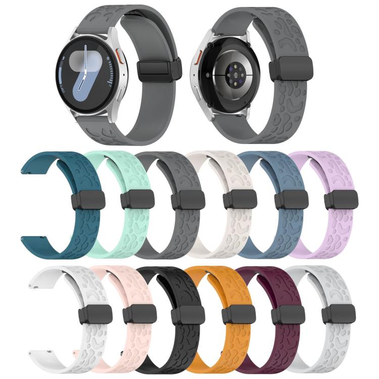 18mm Kalebol Universal Leopard Print Magnetic Folding Buckle Silicone Strap(Black) - 22mm Bands by Kalebol | Online Shopping South Africa | PMc TechLife | Buy Now Pay Later Mobicred