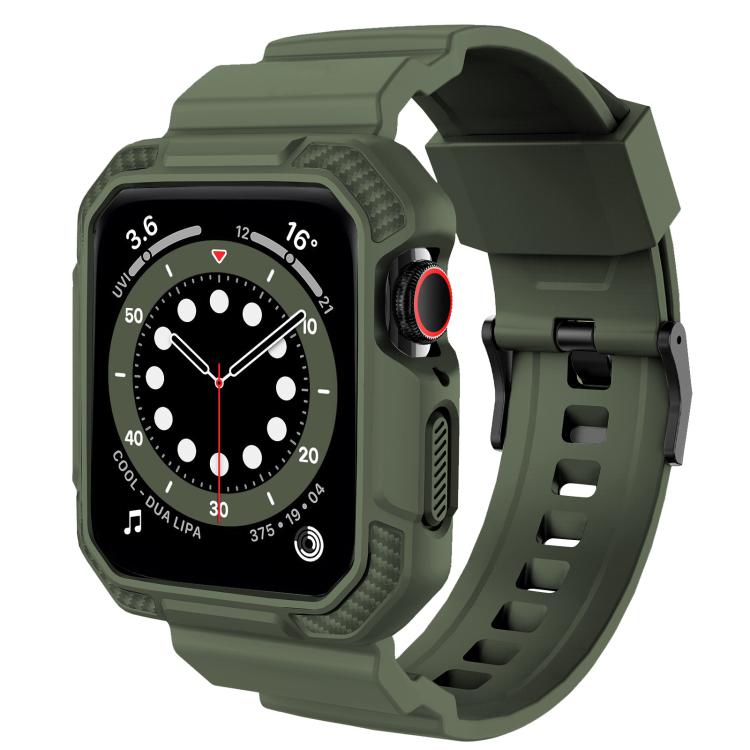 For Apple Watch 46mm / 45mm / 44mm / 42mm VIETAO Carbon Fiber Silicone Strap(Grass Green) - free shipping - PMc TechLife - Order now!
