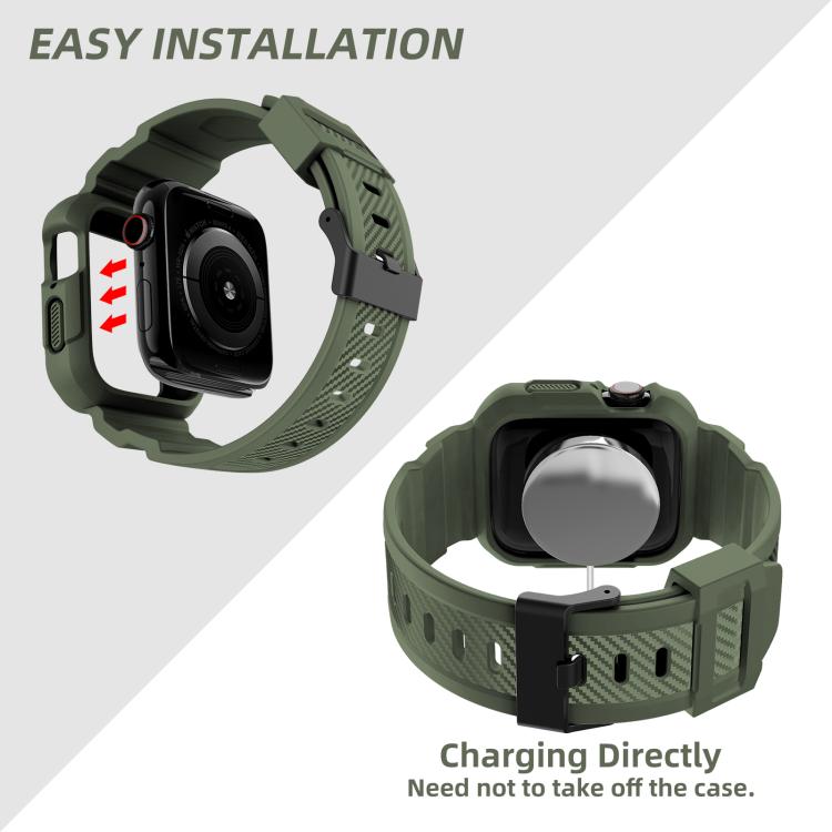 For Apple Watch 46mm / 45mm / 44mm / 42mm VIETAO Carbon Fiber Silicone Strap(Grass Green) - free shipping - PMc TechLife - Order now!