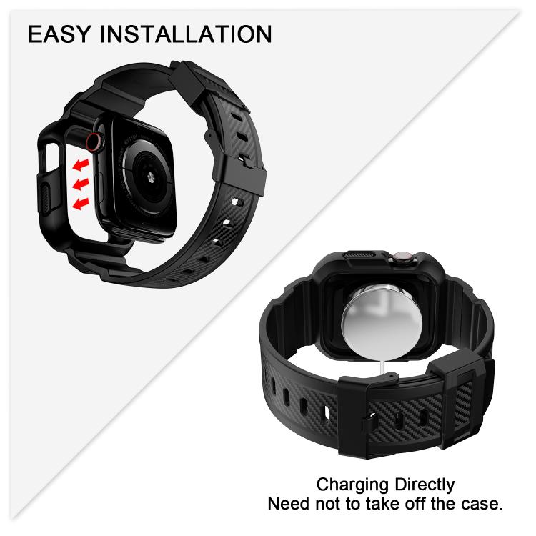 For Apple Watch 42mm / 41mm / 40mm / 38mm VIETAO Carbon Fiber Silicone Strap(Black) - free shipping - PMc TechLife - Order now!