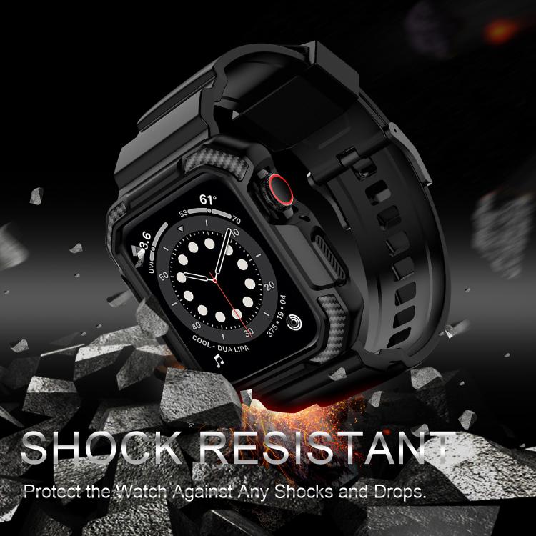 For Apple Watch 42mm / 41mm / 40mm / 38mm VIETAO Carbon Fiber Silicone Strap(Black) - free shipping - PMc TechLife - Order now!