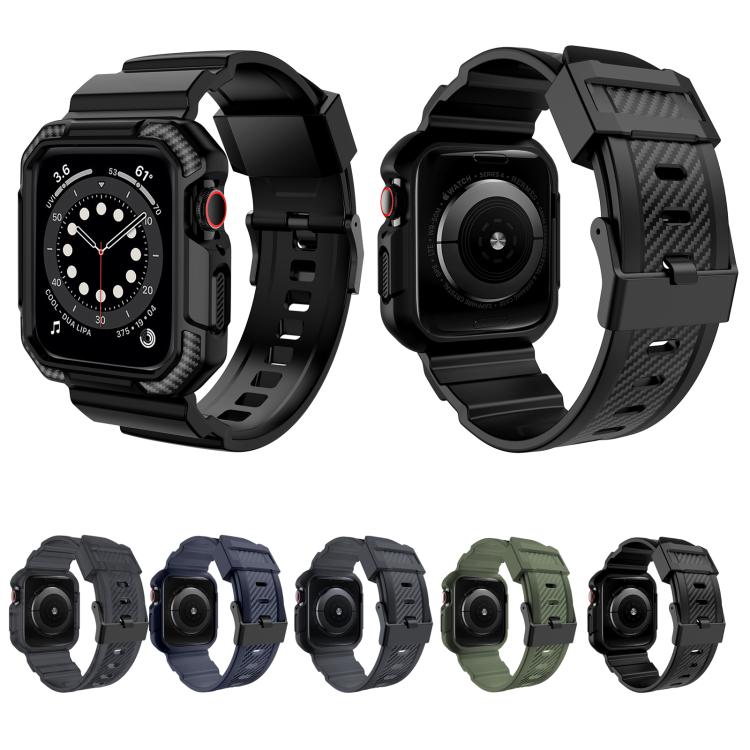 For Apple Watch 42mm / 41mm / 40mm / 38mm VIETAO Carbon Fiber Silicone Strap(Black) - free shipping - PMc TechLife - Order now!