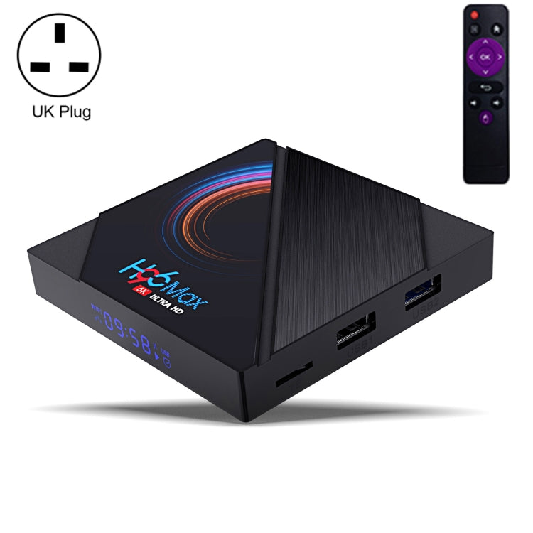 H96 Max 6K Ultra HD Smart TV Box with Remote Controller, Android 10.0, Allwinner H616 Quad Core ARM Cortex-A53, 4GB+64GB, Support TF Card / USBx2 / AV / HDMI / WIFI, UK Plug - Allwinner H6 by PMC Jewellery | Online Shopping South Africa | PMC Jewellery | Buy Now Pay Later Mobicred