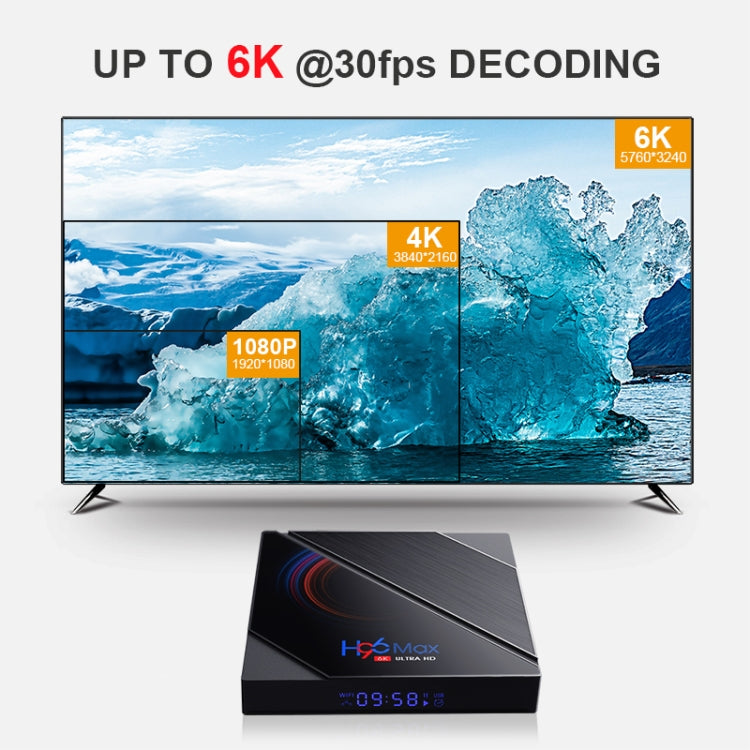 H96 Max 6K Ultra HD Smart TV Box with Remote Controller, Android 10.0, Allwinner H616 Quad Core ARM Cortex-A53, 4GB+64GB, Support TF Card / USBx2 / AV / HDMI / WIFI, UK Plug - Allwinner H6 by PMC Jewellery | Online Shopping South Africa | PMC Jewellery | Buy Now Pay Later Mobicred