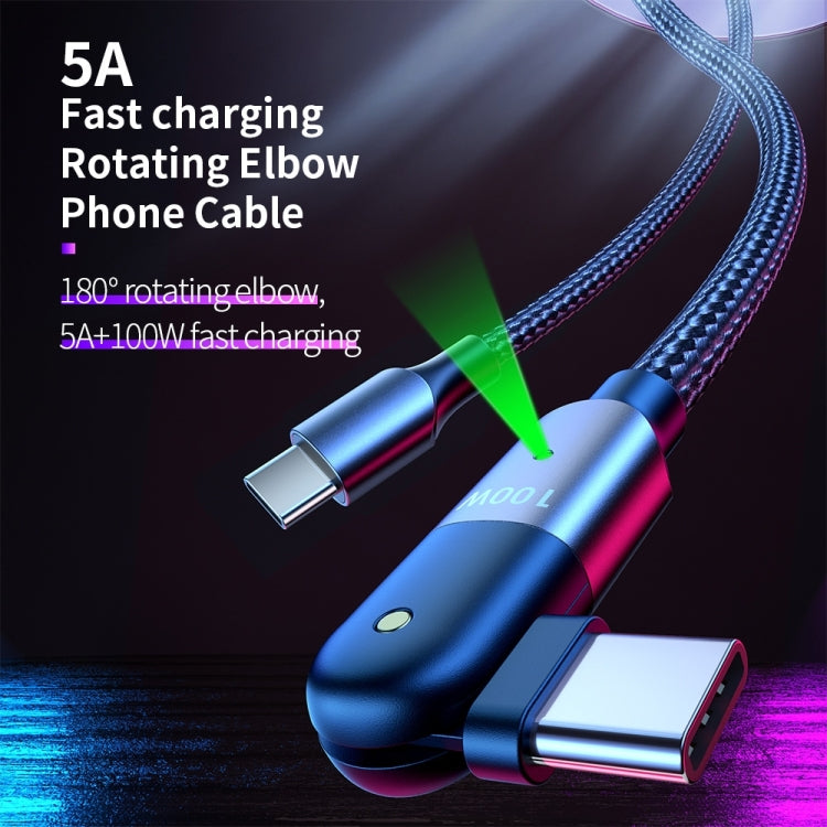 FXCTL-WY0G 100W 5A USB-C / Type-C to Type-C 180 Degree Rotating Elbow Fast Charging Cable, Length:1.2m(Grey) - USB-C & Type-C Cable by PMC TechLife | Online Shopping South Africa | PMC TechLife | Buy Now Pay Later Mobicred