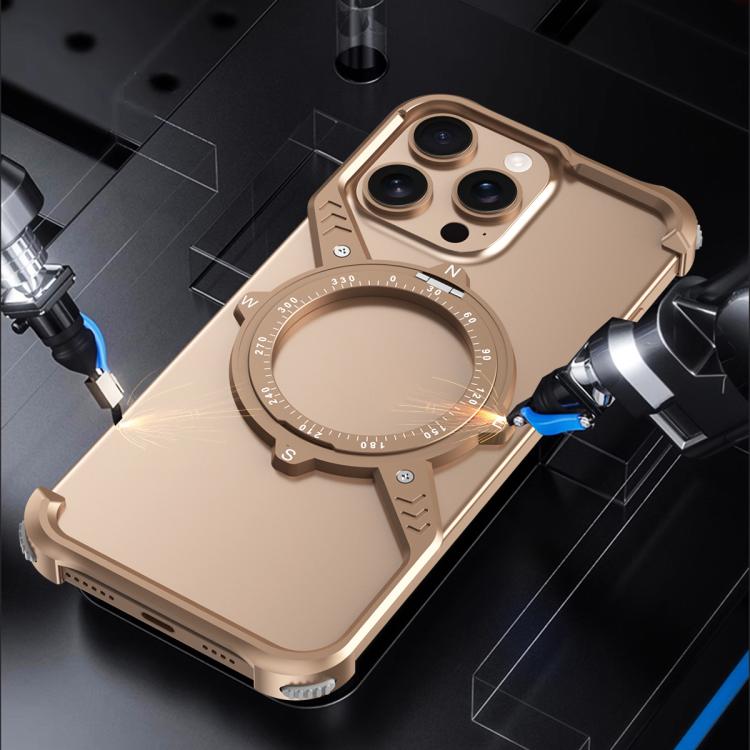 For iPhone 16 Pro S Shaped 360 Holder Airbag Frameless MagSafe Metal Phone Case(Black) - free shipping - PMC TechLife - Order now!