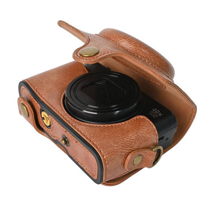 For Canon PowerShot SX740 HS Retro Pull Up Leather Full Body Camera Case Bag with Strap(Brown) - free shipping - PMC TechLife - Order now!