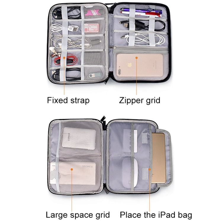 SM01 Multi-function Waterproof Double Layer Data Cable Earphone U Disk Digital Accessories Storage Bag, Size: S(Pink) - Other by PMC Jewellery | Online Shopping South Africa | PMC Jewellery | Buy Now Pay Later Mobicred