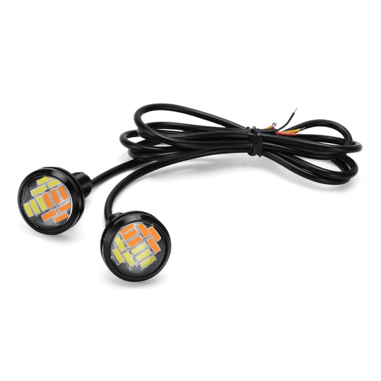 10 PCS 23mm 12LEDs SMD-4014 DC9-80V Motorcycle Eagle Eye Light(White and Yellow Light) - free shipping - PMC TechLife - Order now!