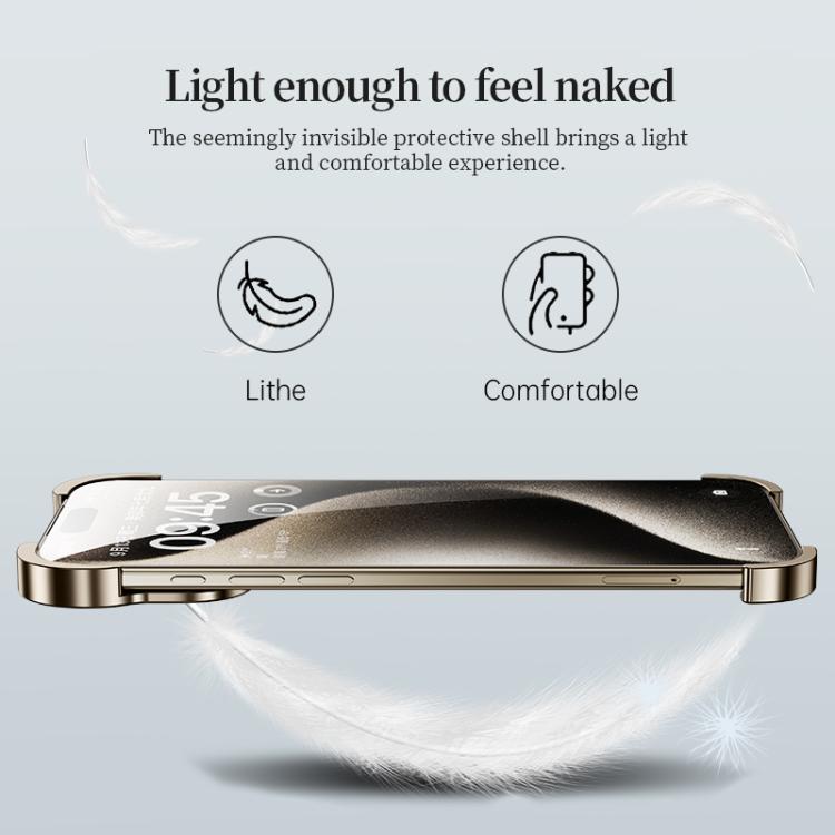 For iPhone 17 Pro Max Frameless Metal Corner Pad Phone Case with Lens Film(Gold) - free shipping - PMC TechLife - Order now!