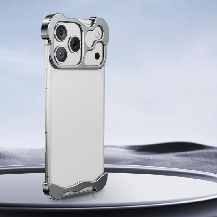 For iPhone 17 Pro Max Frameless Metal Corner Pad Phone Case with Lens Film(Grey) - free shipping - PMC TechLife - Order now!