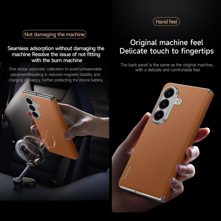 For Samsung Galaxy Z Fold7 5G SULADA Frameless Top Layer Cowhide Leather PC Phone Case(Black) - free shipping - PMC TechLife - Order now!