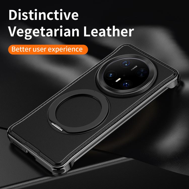 For Huawei Mate 70 Pro Metal Frameless Plain Leather MagSafe Holder Phone Case(Black) - free shipping - PMC TechLife - Order now!