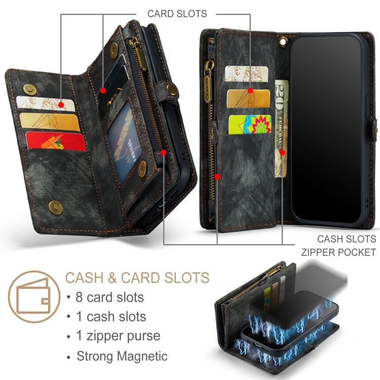 For iPhone 12 Pro Max CaseMe-008 Detachable Multifunctional Wallet Leather Phone Case (Black) - free shipping - PMC Jewellery - Order now!