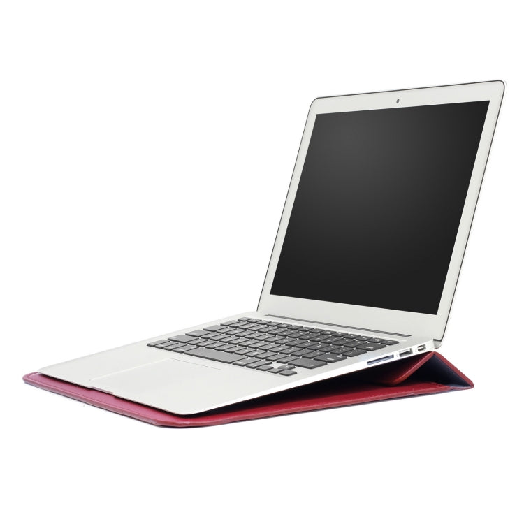 PU Leather Ultra-thin Envelope Bag Laptop Bag for MacBook Air / Pro 13 inch, with Stand Function(Wine Red) - Protective Bags by PMC Jewellery | Online Shopping South Africa | PMC Jewellery | Buy Now Pay Later Mobicred