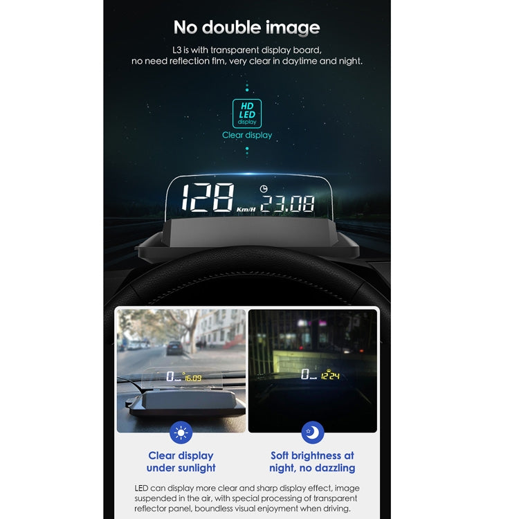L3 HUD Head-up Display Car OBD2 Digital Display - Head Up Display System by PMC TechLife | Online Shopping South Africa | PMC TechLife | Buy Now Pay Later Mobicred