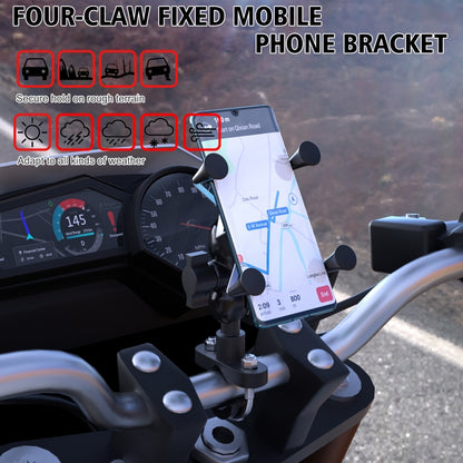 WUPP CS-1133A1 Motorcycle Four-claw X Shape Adjustable Mobile Phone Holder Bracket, Double Tap Buckle Version - Holder by WUPP | Online Shopping South Africa | PMC Jewellery | Buy Now Pay Later Mobicred