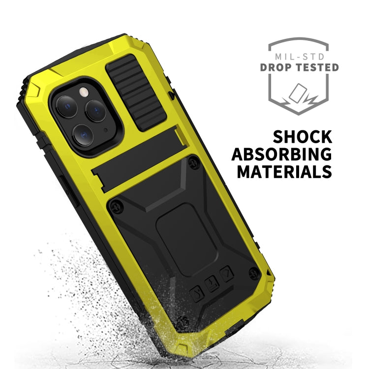 For iPhone 12 Pro Max R-JUST Shockproof Waterproof Dust-proof Metal + Silicone Protective Case with Holder(Yellow) - iPhone 12 Pro Max Cases by R-JUST | Online Shopping South Africa | PMC Jewellery