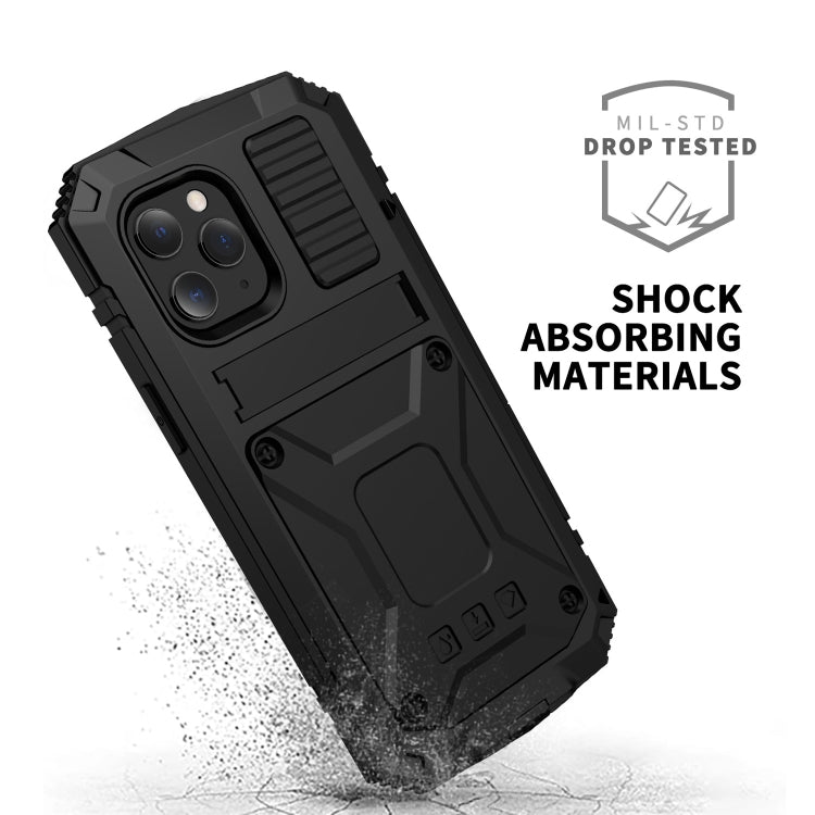 For iPhone 12 mini R-JUST Shockproof Waterproof Dust-proof Metal + Silicone Protective Case with Holder (Black) - free shipping - PMC TechLife - Order now!