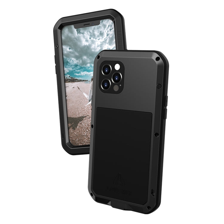 For iPhone 12 Pro LOVE MEI Metal Shockproof Life Waterproof Dustproof Protective Case(Black) - iPhone 12 / 12 Pro Cases by LOVE MEI | Online Shopping South Africa | PMC TechLife | Buy Now Pay Later Mobicred