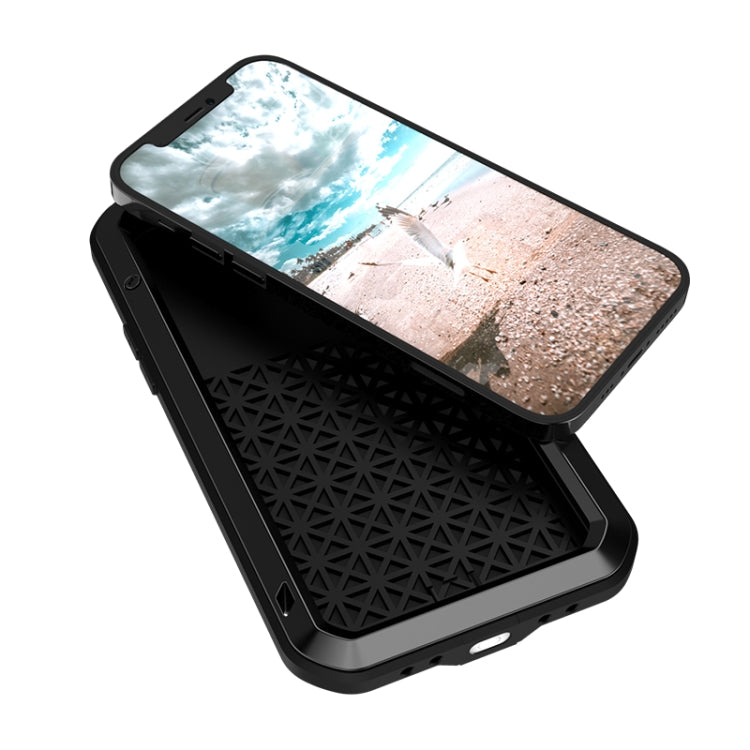 For iPhone 12 Pro LOVE MEI Metal Shockproof Life Waterproof Dustproof Protective Case(Black) - iPhone 12 / 12 Pro Cases by LOVE MEI | Online Shopping South Africa | PMC TechLife | Buy Now Pay Later Mobicred