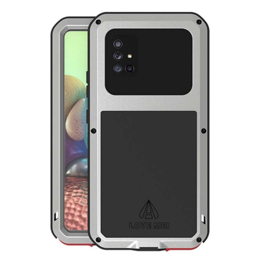 For Samsung Galaxy A71 5G LOVE MEI Metal Shockproof Waterproof Dustproof Protective Case with Glass(Silver) - Galaxy Phone Cases by LOVE MEI | Online Shopping South Africa | PMC Jewellery | Buy Now Pay Later Mobicred