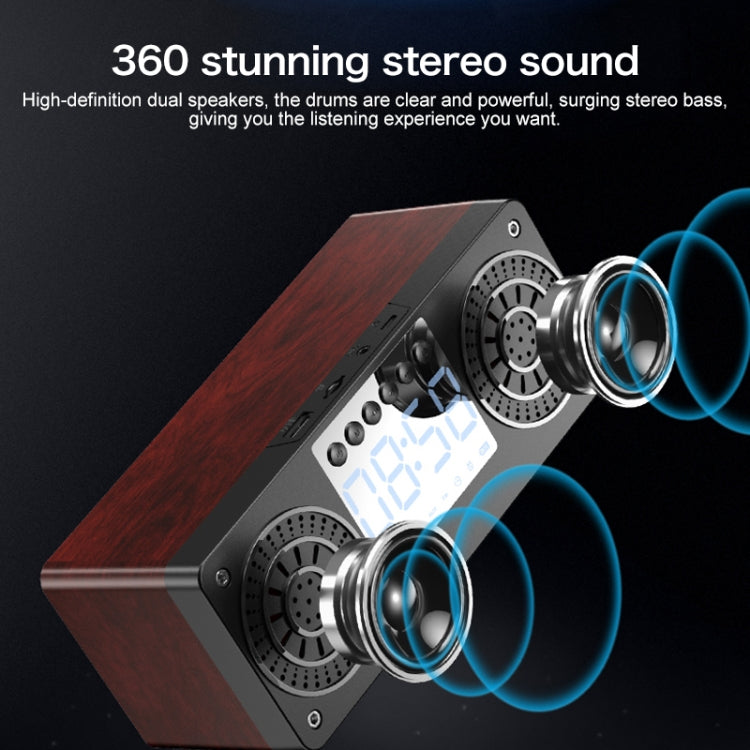 A10 Subwoofer Wooden Clock Bluetooth 5.0 Speaker, Support TF Card & U Disk Play & FM Radio(Yellow) - Desktop Speaker by PMC TechLife | Online Shopping South Africa | PMC TechLife