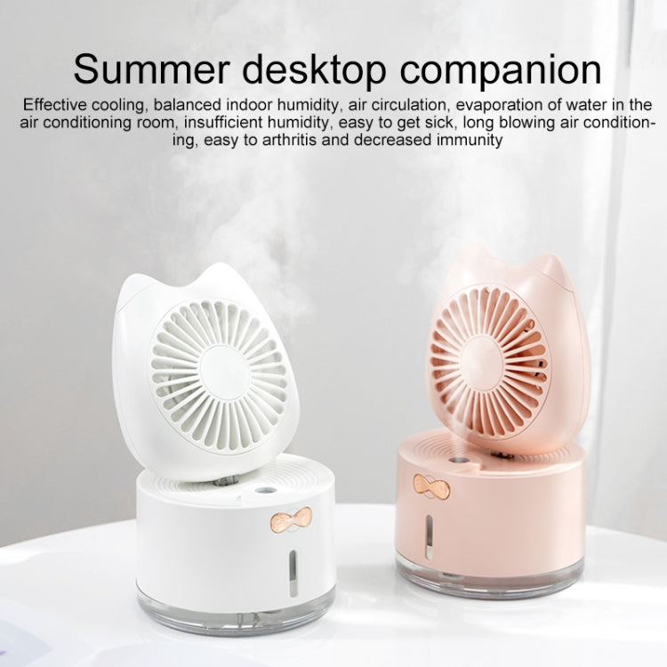 BD-MM1 Cat Shape Household Desktop Rechargeable Spray Humidifier Fan (White) - Electric Fans by PMC Jewellery | Online Shopping South Africa | PMC Jewellery | Buy Now Pay Later Mobicred