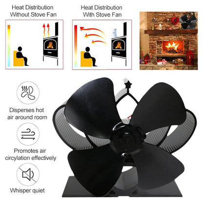 YL201 4-Blade High Temperature Metal Heat Powered Fireplace Stove Fan (Silver) - Fireplace Fan by PMC Jewellery | Online Shopping South Africa | PMC Jewellery | Buy Now Pay Later Mobicred