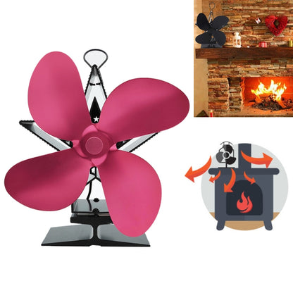 4-Blade Aluminum Heat Powered Fireplace Stove Fan (Red) - Fireplace Fan by PMC Jewellery | Online Shopping South Africa | PMC Jewellery | Buy Now Pay Later Mobicred