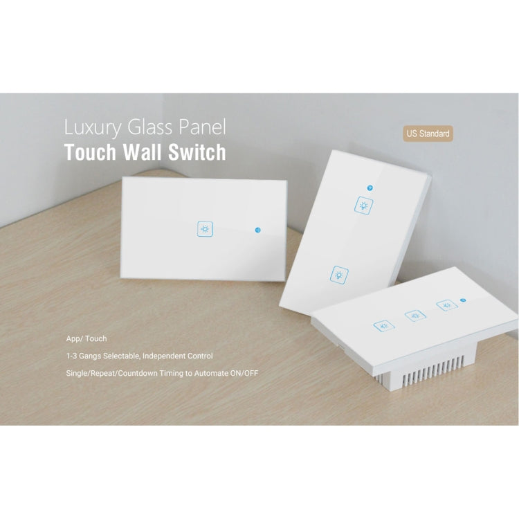 WS-US-03 EWeLink APP & Touch Control 2A 3 Gangs Tempered Glass Panel Smart Wall Switch, AC 90V-250V, US Plug - Smart Socket by PMC TechLife | Online Shopping South Africa | PMC TechLife | Buy Now Pay Later Mobicred