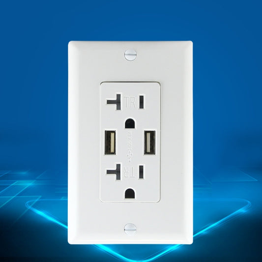 PC Double-connection Power Socket Switch with USB, US Plug, Square White UL 15A Leakage Protection Socket - Switch by PMC Jewellery | Online Shopping South Africa | PMC Jewellery | Buy Now Pay Later Mobicred